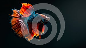 Capture the moving moment of red siamese fighting fish isolated on black background. betta fish.