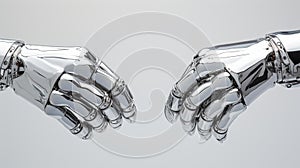 Futuristic Robotic Arm Wrestle: Intense Metallic Force photo