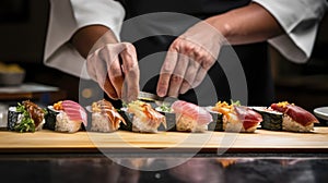 Person Cutting Up Sushi on Cutting Board, Step-by-Step Guide to Making Delicious Sushi at Home