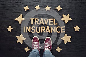 Capture Top view of travel insurance security concept, ensuring peace of mind