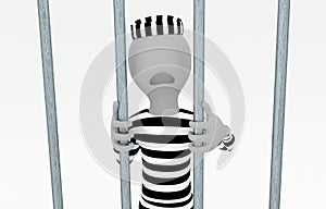 Captured prisoner behind bars