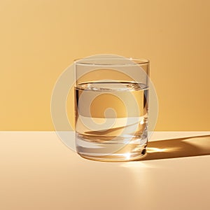 Captured Spontaneity: Glass Of Water On Yellow Background