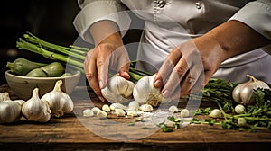 captures cooking garlic fresh