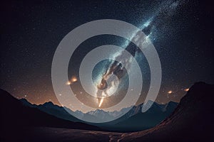 Capturing the Beauty of Shooting Stars, the Milky Way, and Galaxies in the Night Sky created with Generative AI technology