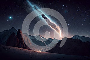 Capturing the Beauty of Shooting Stars, the Milky Way, and Galaxies in the Night Sky created with Generative AI technology