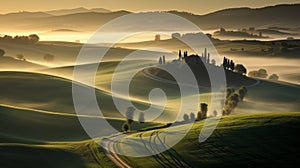 Capturing The Beauty Of Tuscany: A Cinquecento Sunrise In Rolling Green Hills