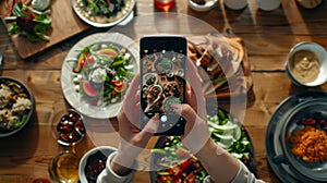 Capturing Dinner on Smartphone.AI generated image
