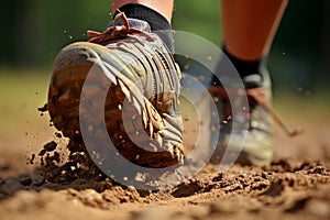 Capturing the dynamic energy of runners feet pounding the ground during an invigorating morning run