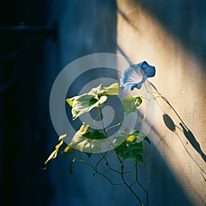 Capturing The Essence Of Nature A Blue Flower In Golden Light