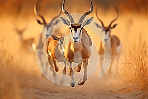 Capturing the exquisite grace of antelopes in the golden light of the african savannah at sunset