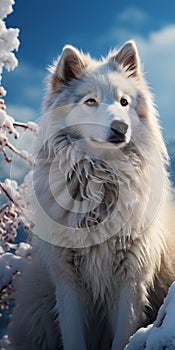 Capturing The Majestic Beauty Of A White Dog In Snow