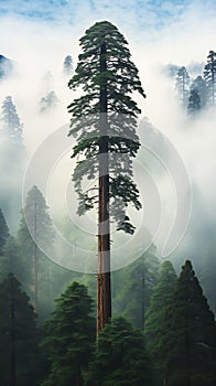 Capturing the Majestic Solitude: A Portrait of a Tall Tree in th photo
