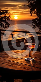 Capturing The Serenity: A Glass Of Wine On A Wood Table
