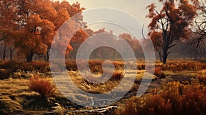 Capturing Shrubland Autumn Splendor: Hyperrealistic Shots With Canon Eos-1d X Mark Iii photo