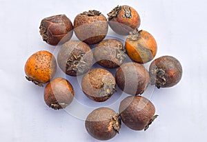 Closeup of Tendu or Diospyros melanoxylon or Persimmon fruit. photo