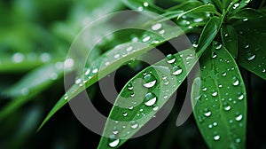 Capturing the vibrant essence of life. bamboo stems sparkling with glistening raindrops