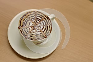 Capuccino on a cafe table