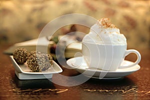 Capuccino cup with truffles