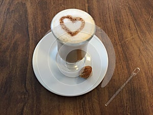 Capuccino with heart above foam