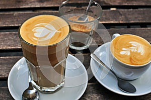 Capucino and latte photo