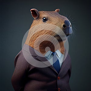 Capybara in classic suit by Generative AI