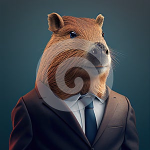 Capybara in classic suit by Generative AI