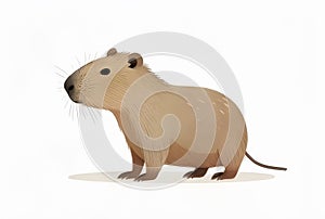 Capybara isolated on white background. Cute rodent. 3d illustration