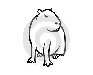 Capybara Sits Upright Side View Illustration visualized with Silhouette Style