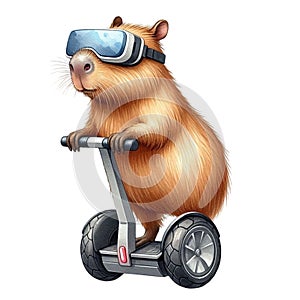 capybara standing on a segway