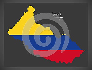 Caqueta map of Colombia with Colombian national flag illustration photo