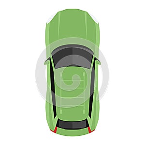 Car from above, top view. Cute cartoon car with shadows. Modern urban civilian vehicle. One of the collection or set. Simple icon