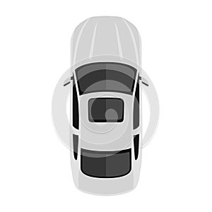 Car from above, top view. Cute cartoon car with shadows. Modern urban civilian vehicle. One of the collection or set. Simple icon