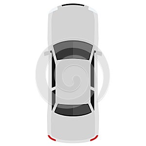 Car from above, top view. Cute cartoon car with shadows. Modern urban civilian vehicle. One of the collection or set. Simple icon