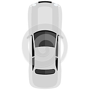 Car from above, top view. Cute cartoon car with shadows. Modern urban civilian vehicle. One of the collection or set. Simple icon