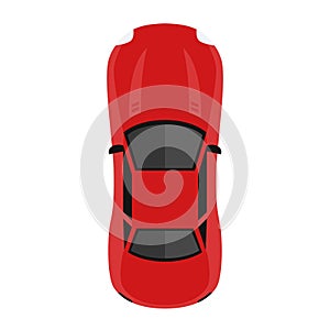 Car from above, top view. Cute cartoon car with shadows. Modern urban civilian vehicle. One of the collection or set. Simple icon