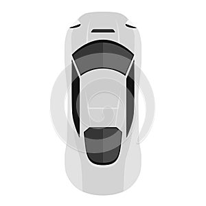 Car from above, top view. Cute cartoon car with shadows. Modern urban civilian vehicle. One of the collection or set. Simple icon