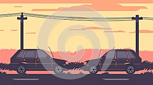 Car accident and beatiful background