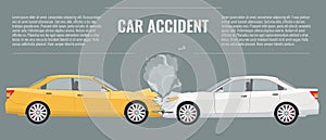 Car accident concept illustration. Flat and solid color vector