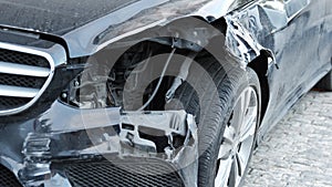 car after accident. concept of insurance and assistance in case of accident.