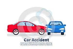 Car accident concept. Transport incident, cartoon style.