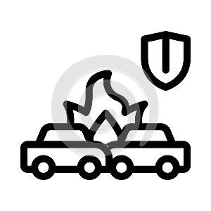 Car accident crash insurance icon vector outline illustration