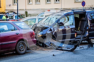 Car accident on a crossing street