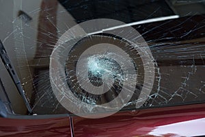 car accident. front glass car are broken. image for car,vehicle,transportation,accident concept