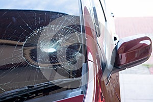 car accident. front glass car are broken. image for car,vehicle,transportation,accident concept