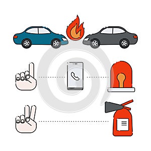 Car accident. Infographic crash template.