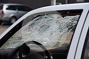 Car after an accident, after a pedestrian hit