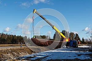 Car accident on a road in February 22, 2019, cargo vehicle drove off the road and turned upside down