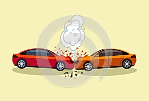Car Accident Scene Isolated Crash On Road Concept