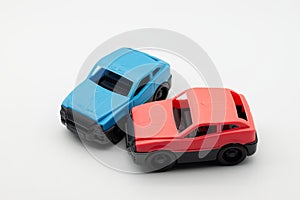 Car accident scene isolated on white background. Car crash concept