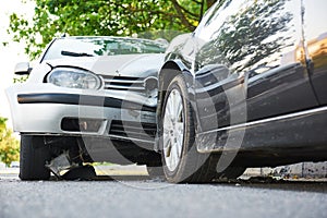 Car accident on street crash